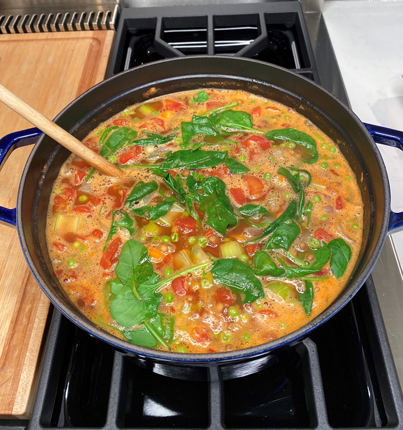 vegetable soup in pot